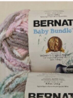 2 Skeins Bernat "Baby Bundle" #6 Super Bulky Yarn 4-Textures Pink 207 yd